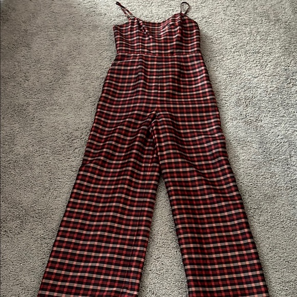 NWOT Hutch From Anthropologie Red Plaid Bow Jumpsuit - Size 4 - Picture 3 of 9